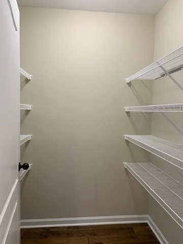 a view of an empty walk in closet