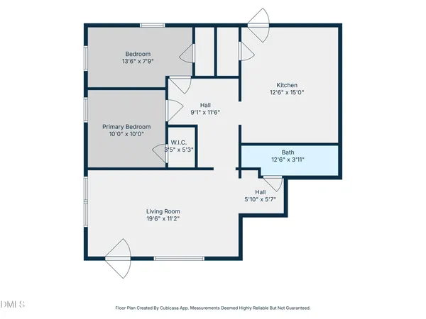 a view of a park with large trees