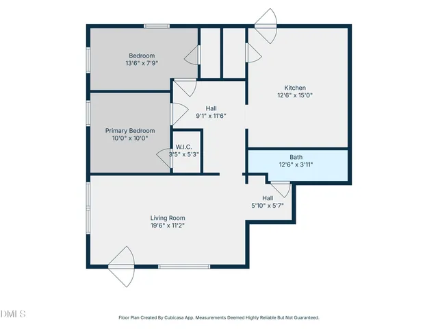 a view of a park with large trees