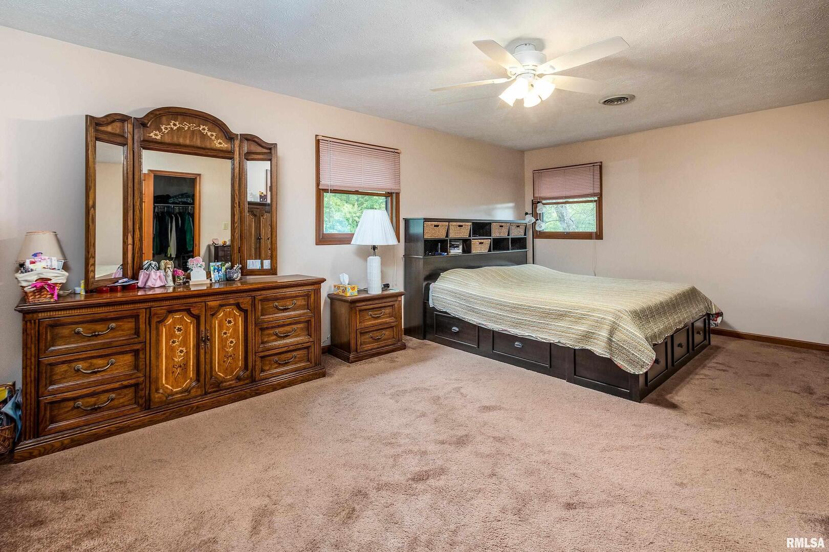 11688 Strawberry Road Carbondale, IL 62901 - Photo 26 of 36 a spacious bedroom with a bed a dresser and mirror