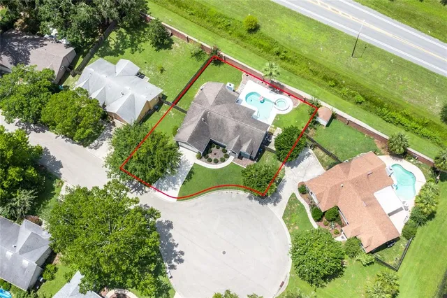 an aerial view of a house