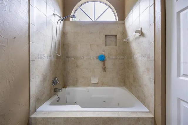 a bathroom with a tub
