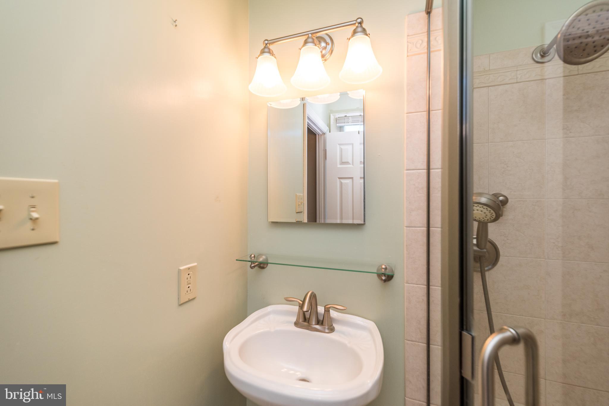 231 Parry Road Warminster, PA 18974 - Photo 40 of 71 a bathroom with a sink a mirror and shower curtain