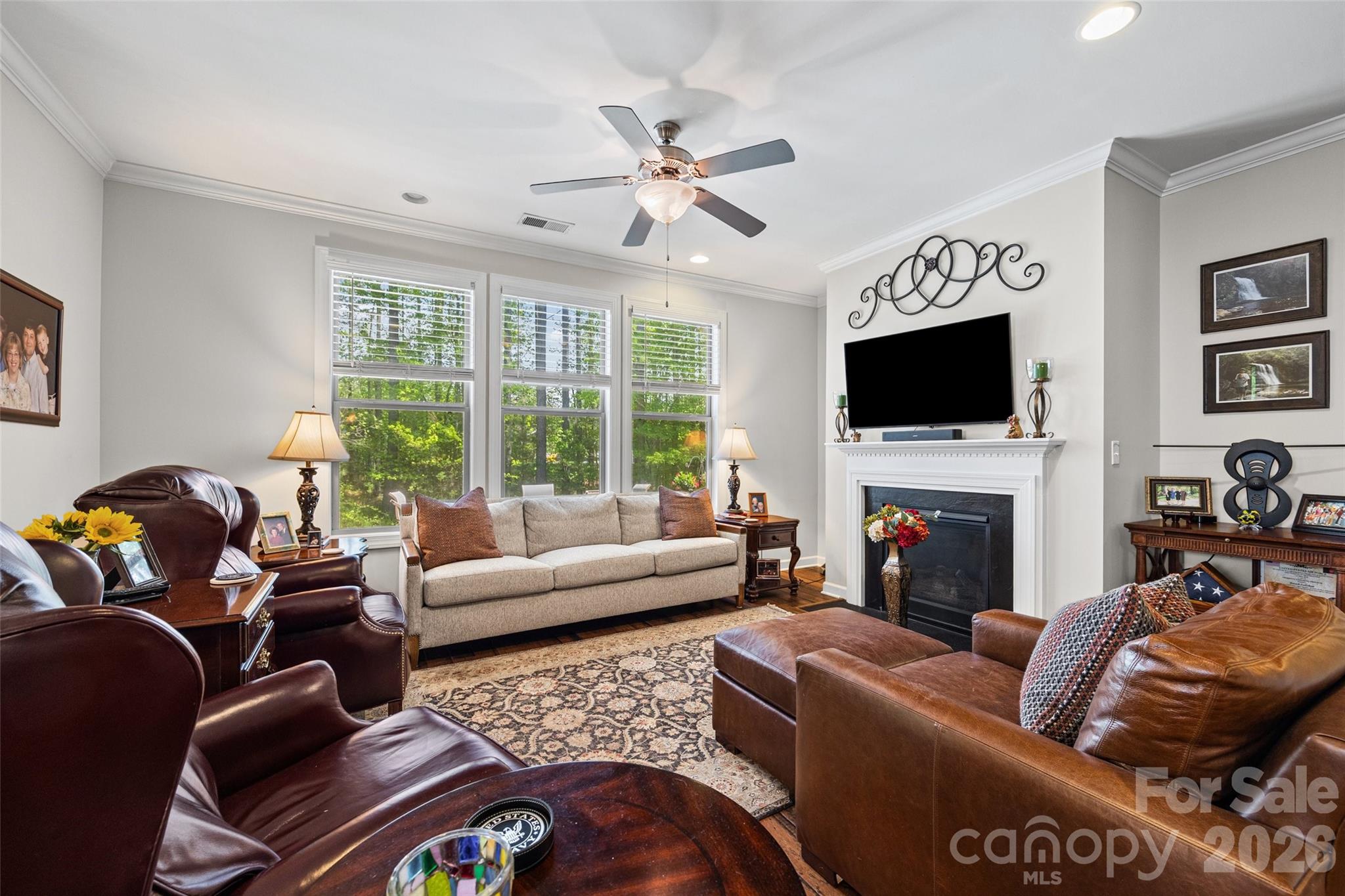 2054 Lometa Road York, SC 29745 - Photo 14 of 45 a living room with furniture a fireplace and a flat screen tv