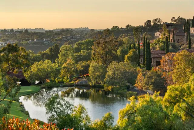 a view of a lake with mountain