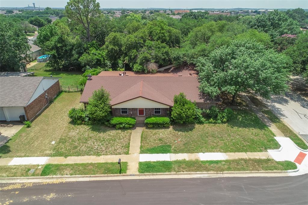 an aerial view of a house