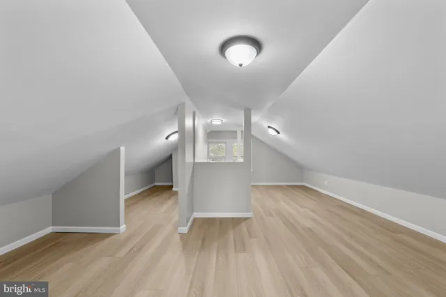 a view of hallway with wooden floor