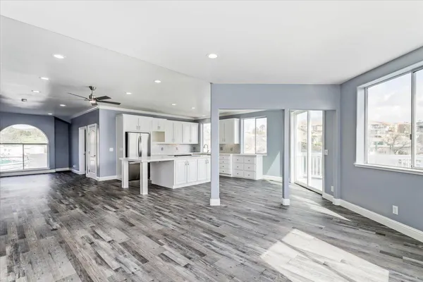 an aerial view of a ocean view with lake view