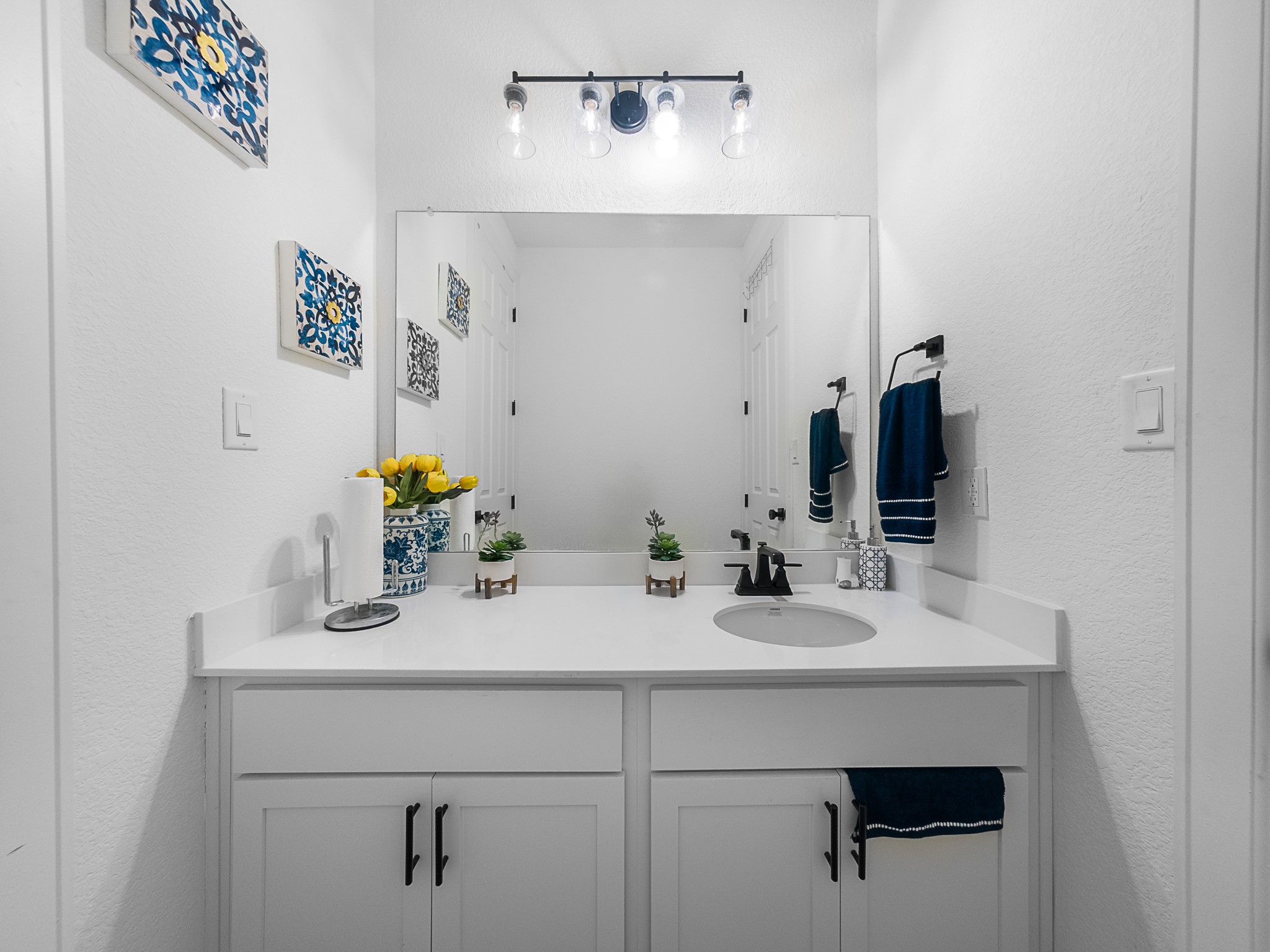 20811 Phebe Foster Street Manor, TX 78653 - Photo 25 of 40 Bathroom featuring vanity and a textured wall