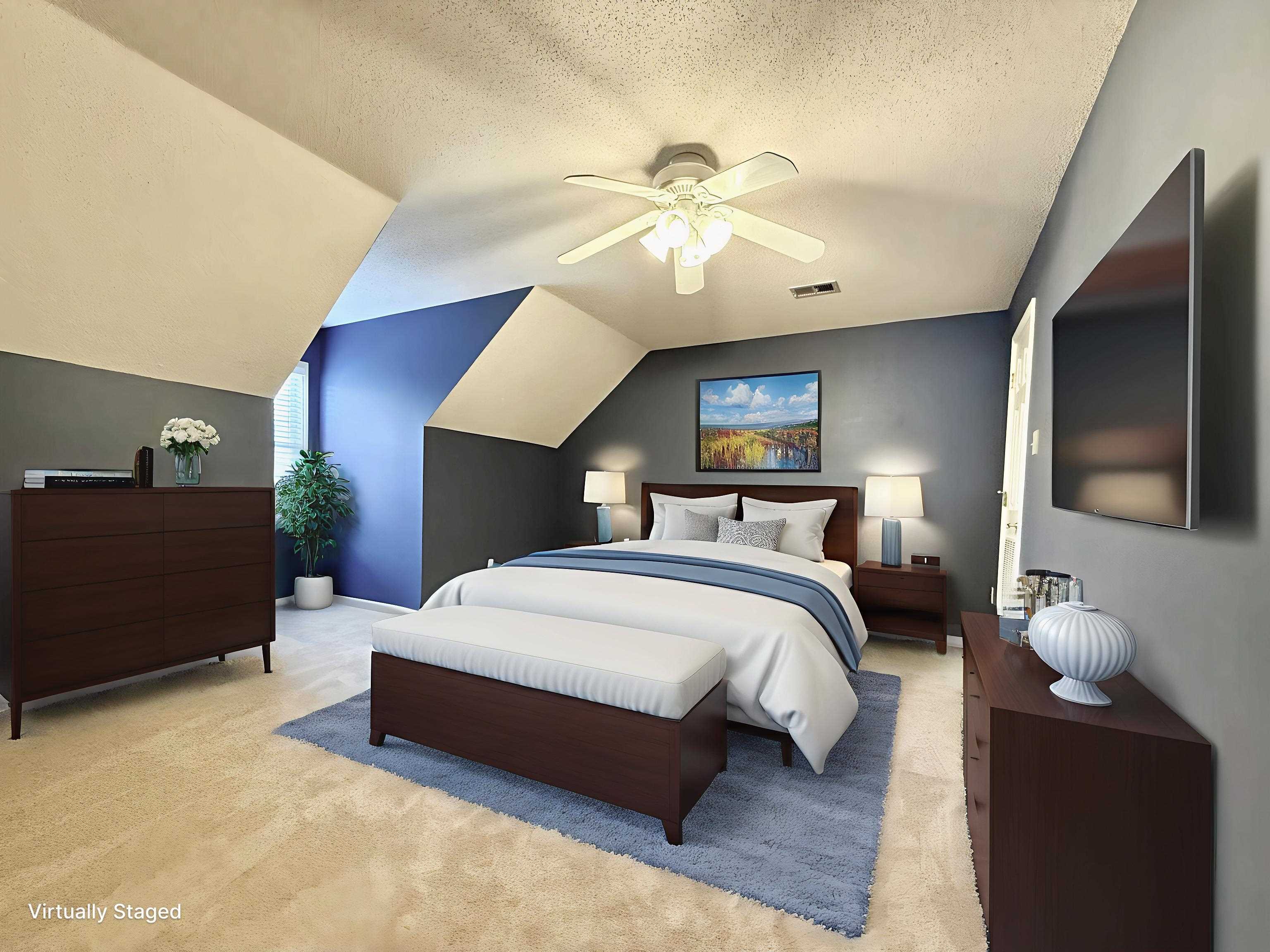 756 Crestover Drive Collierville, TN 38017 - Photo 19 of 38 a bedroom with a large bed and a chandelier