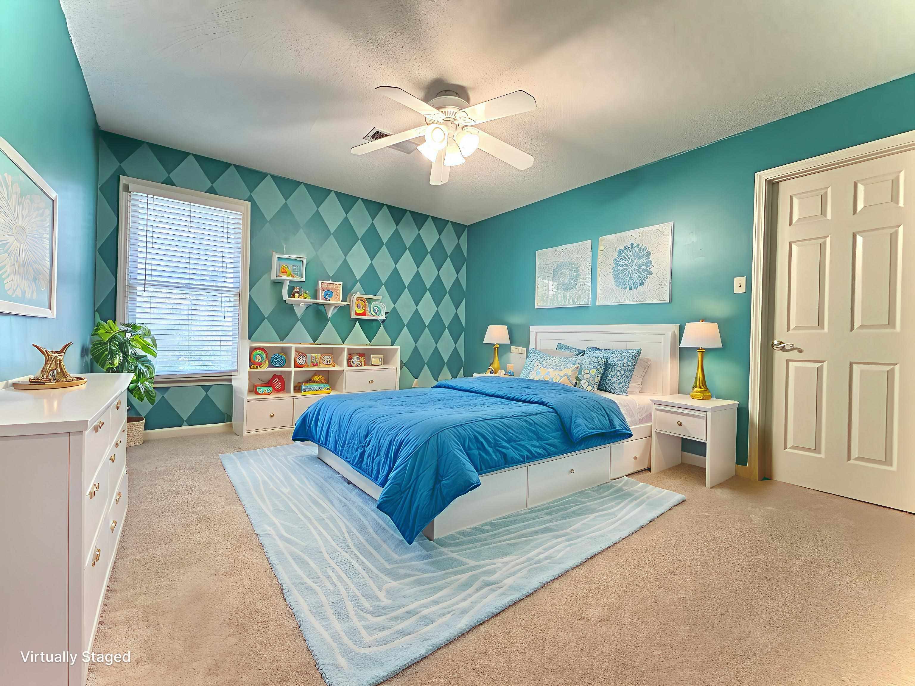 756 Crestover Drive Collierville, TN 38017 - Photo 21 of 38 a bedroom with a large bed and a chandelier