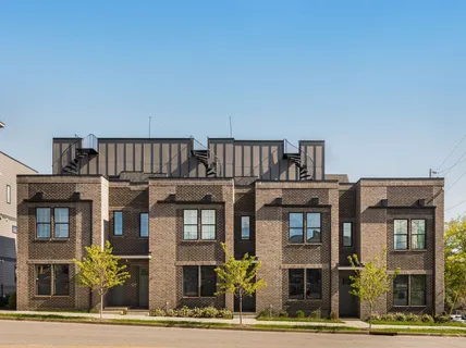 a front view of a multi story building