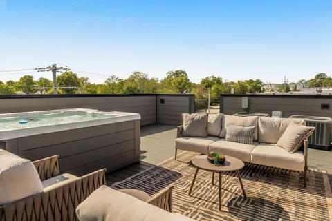 a view of a terrace with couches