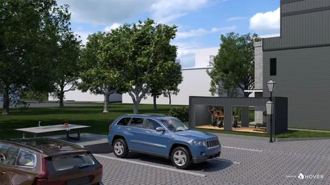 a car parked in front of a house