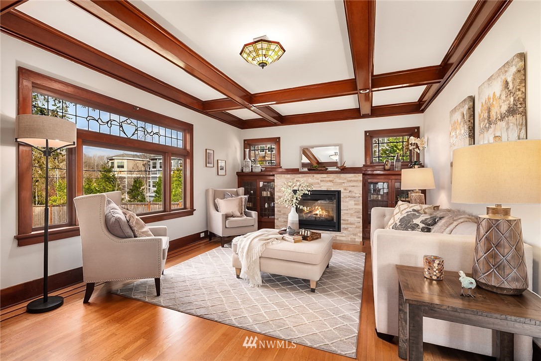 17522 West Riverside Drive Bothell, WA 98011 - Photo 4 of 28 a living room with furniture and a fireplace