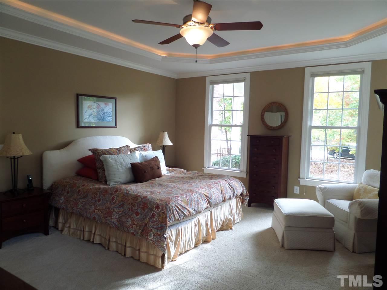 5236 Levering Mill Road Apex, NC 27539 - Photo 13 of 25 Master bedroom features trey ceiling and Wi closets