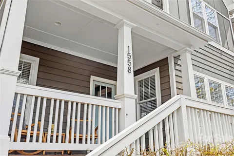 a view of a building from a balcony