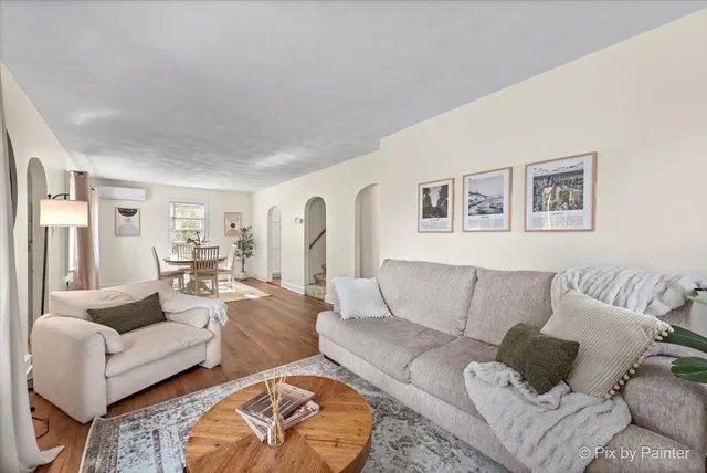 a living room with furniture and a couch