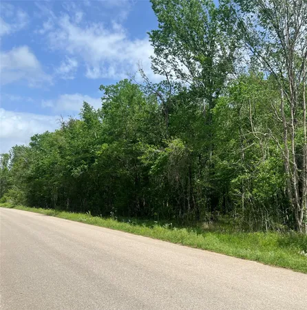 a view of a street with a trees in the background