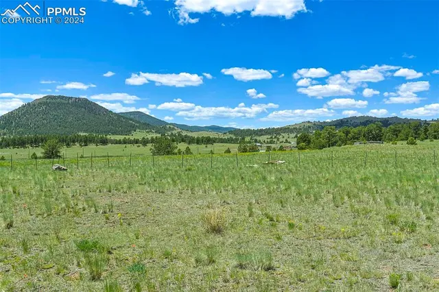 a view of a big yard with green space