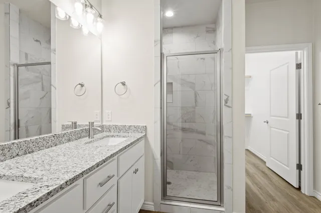 a view of an empty walk in closet