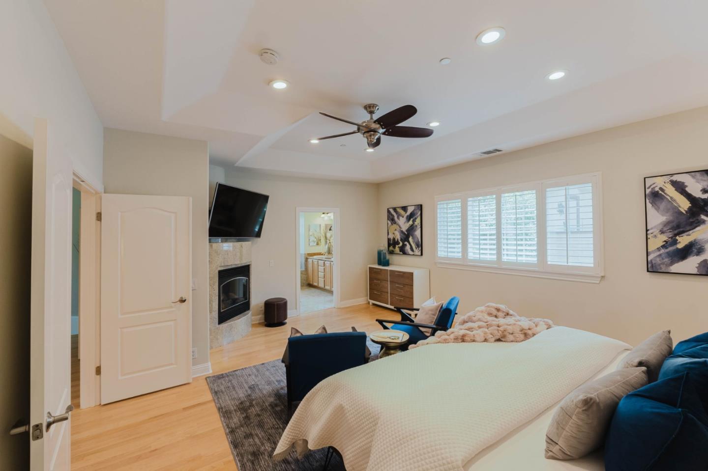 2748 Montavo Place Campbell, CA 95008 - Photo 11 of 31 a bedroom with a bed and a chandelier