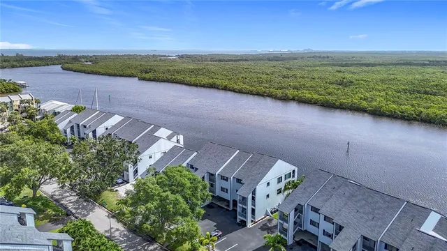 a view of a lake from a yard