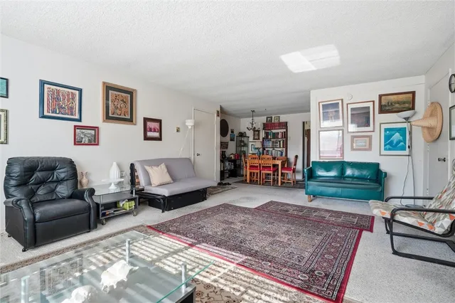 a living room with furniture and a rug