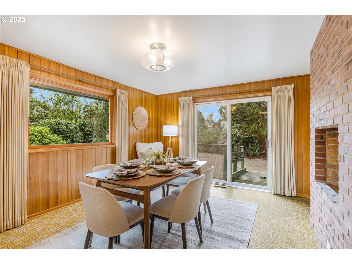 11030 Northeast Davis Street Portland, OR 97220 - Photo 18 of 48 a dining room with furniture large windows and wooden floor