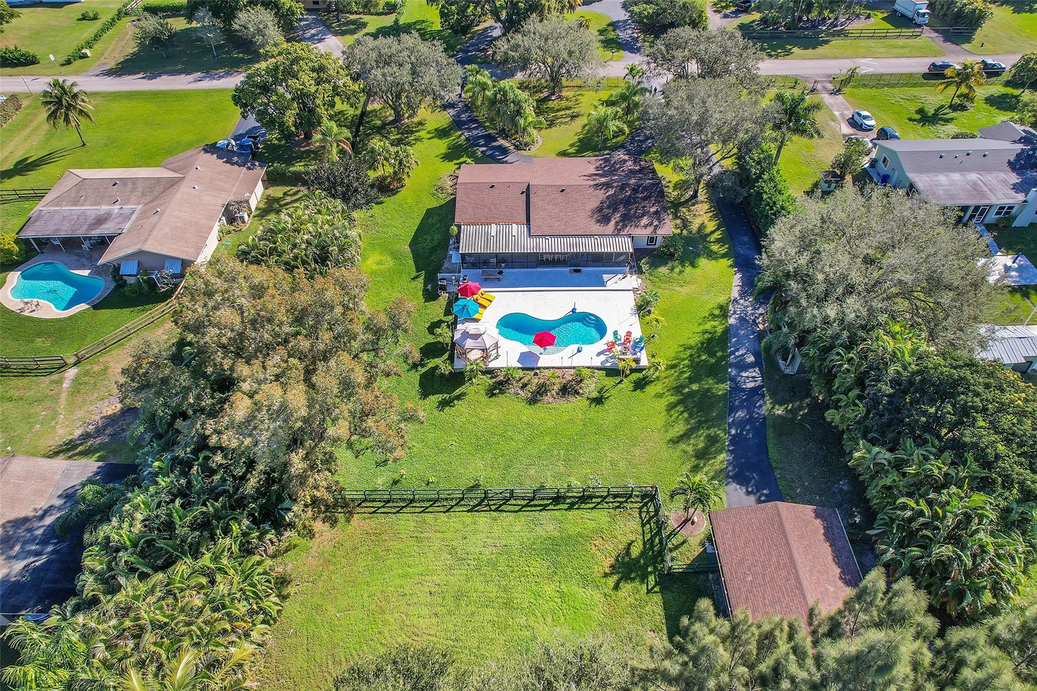 Undisclosed Address Southwest Ranches, FL 33331 - Photo 19 of 24 an aerial view of a house with a garden and lake view