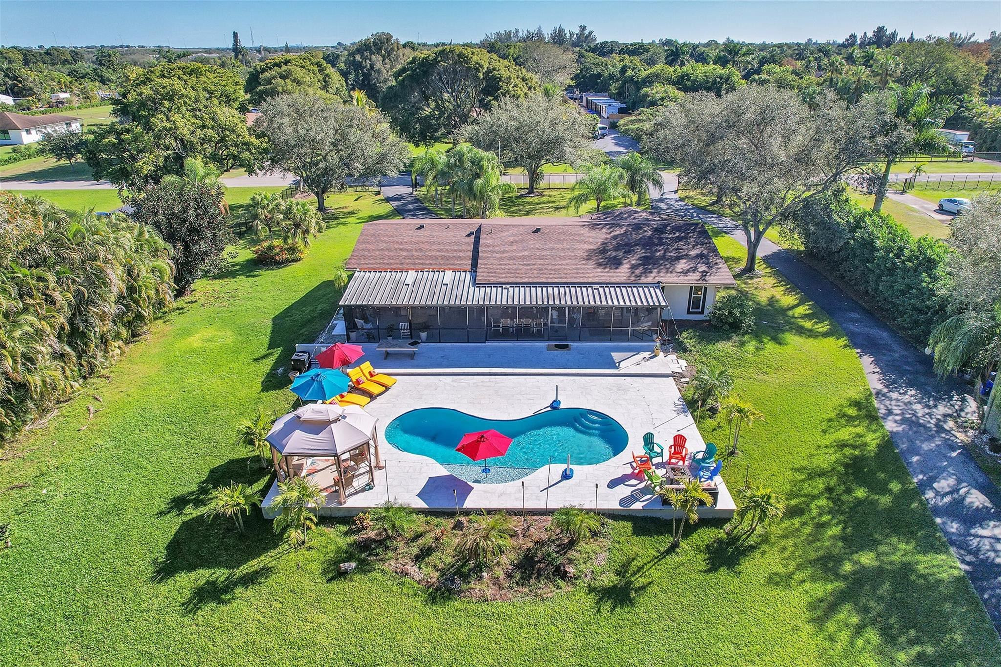 Undisclosed Address Southwest Ranches, FL 33331 - Photo 24 of 24 an aerial view of house with swimming pool outdoor seating and yard