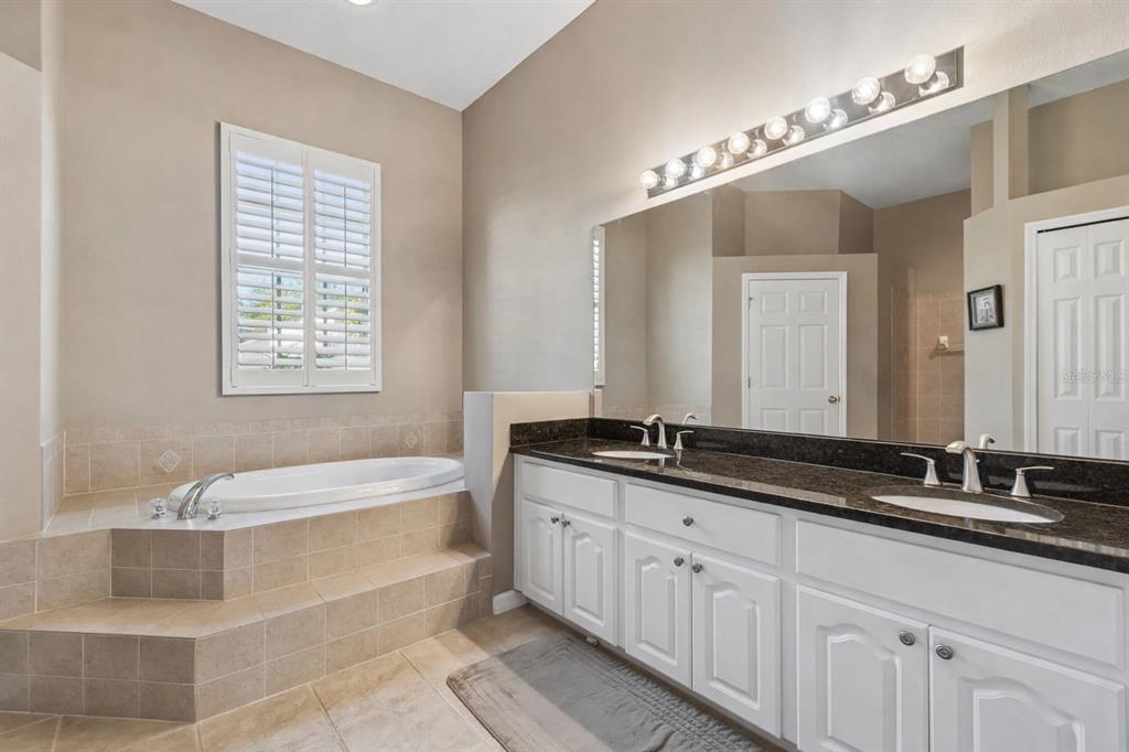 1602 Kish Boulevard Trinity, FL 34655 - Photo 21 of 65 a spacious bathroom with a granite countertop tub double sink and mirror