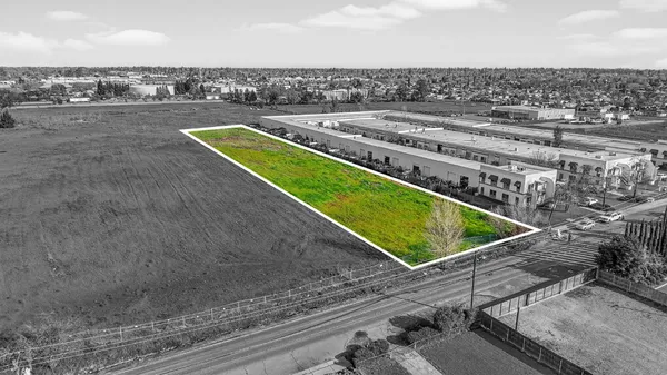a view of a pool with a yard