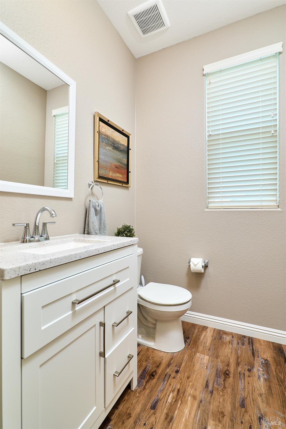4398 Artisan Path, Unit 724 :2 Rio Vista, CA 94571 - Photo 3 of 24 a bathroom with a toilet a sink a vanity and mirror
