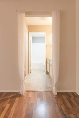 a view of an empty walk in closet