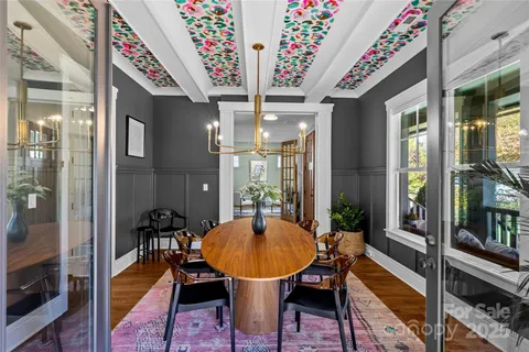 a outdoor dining space with furniture window and wooden floor