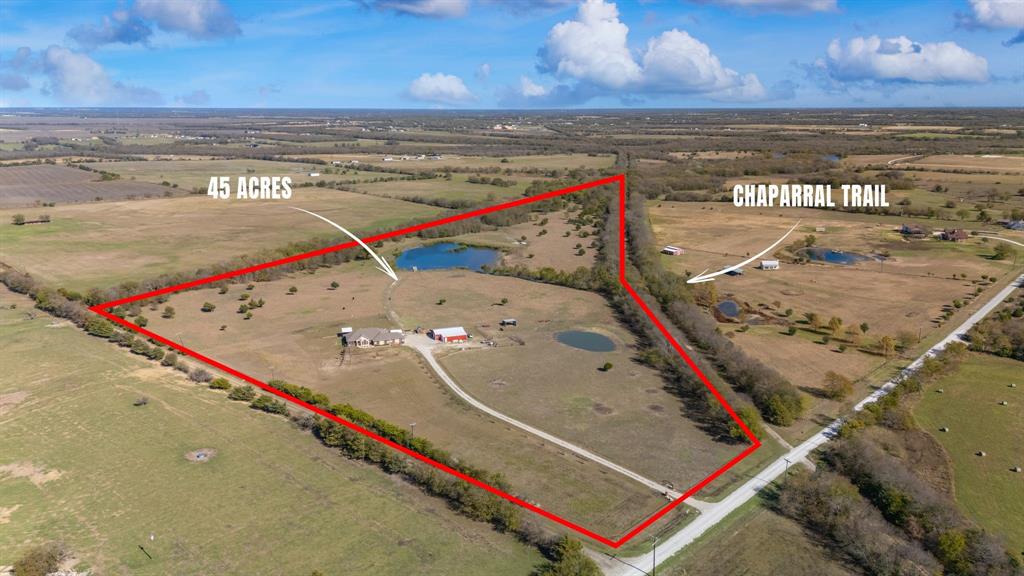 3794 County Road 1089 Celeste, TX 75423 - Photo 3 of 40 Aerial view of sparsely populated area featuring property boundaries highlighted