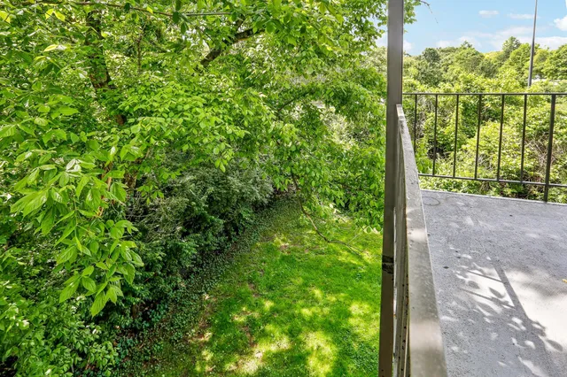 a view of a swimming pool with a yard