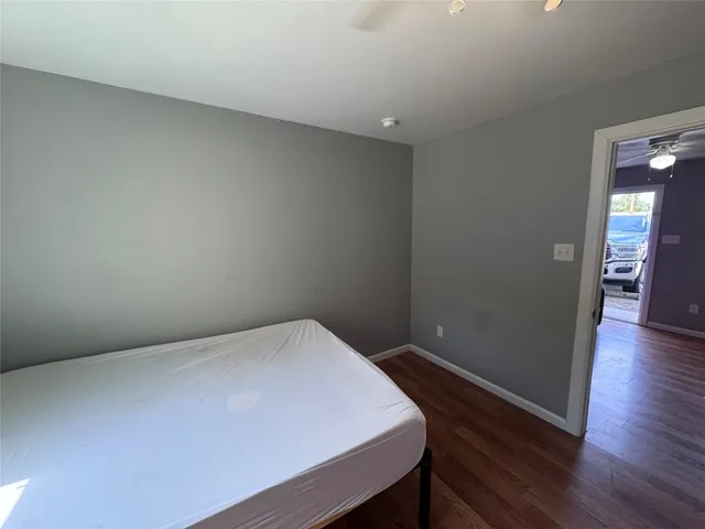 a workspace with wooden floor