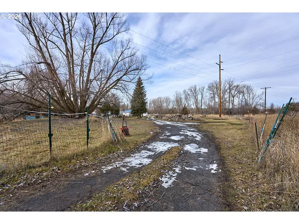 a view of a yard with swimming pool
