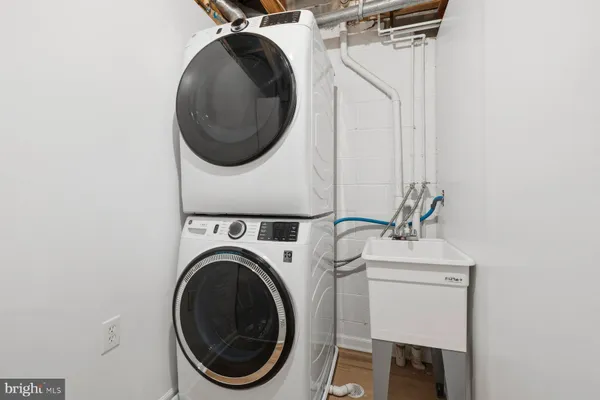 a utility room with dryer and washer