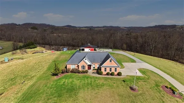 an aerial view of a house