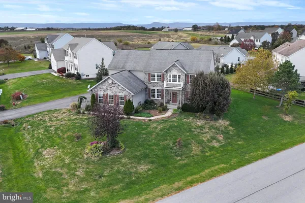 an aerial view of a house