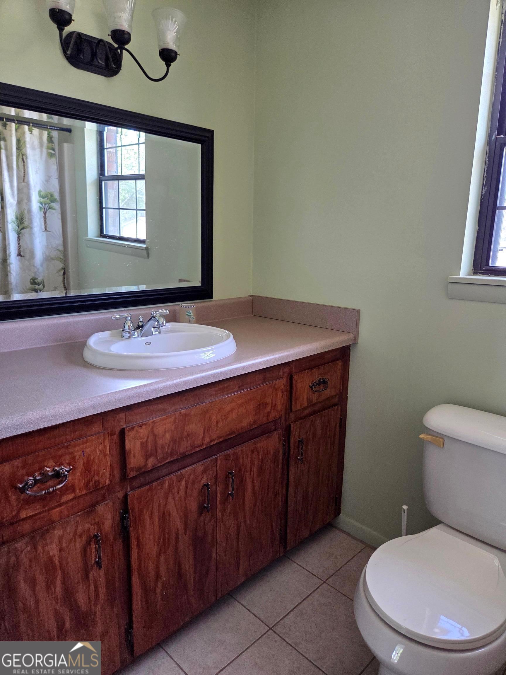 674 McNatt Falls Road Uvalda, GA 30473 - Photo 28 of 58 a bathroom with a toilet a sink a mirror and a window