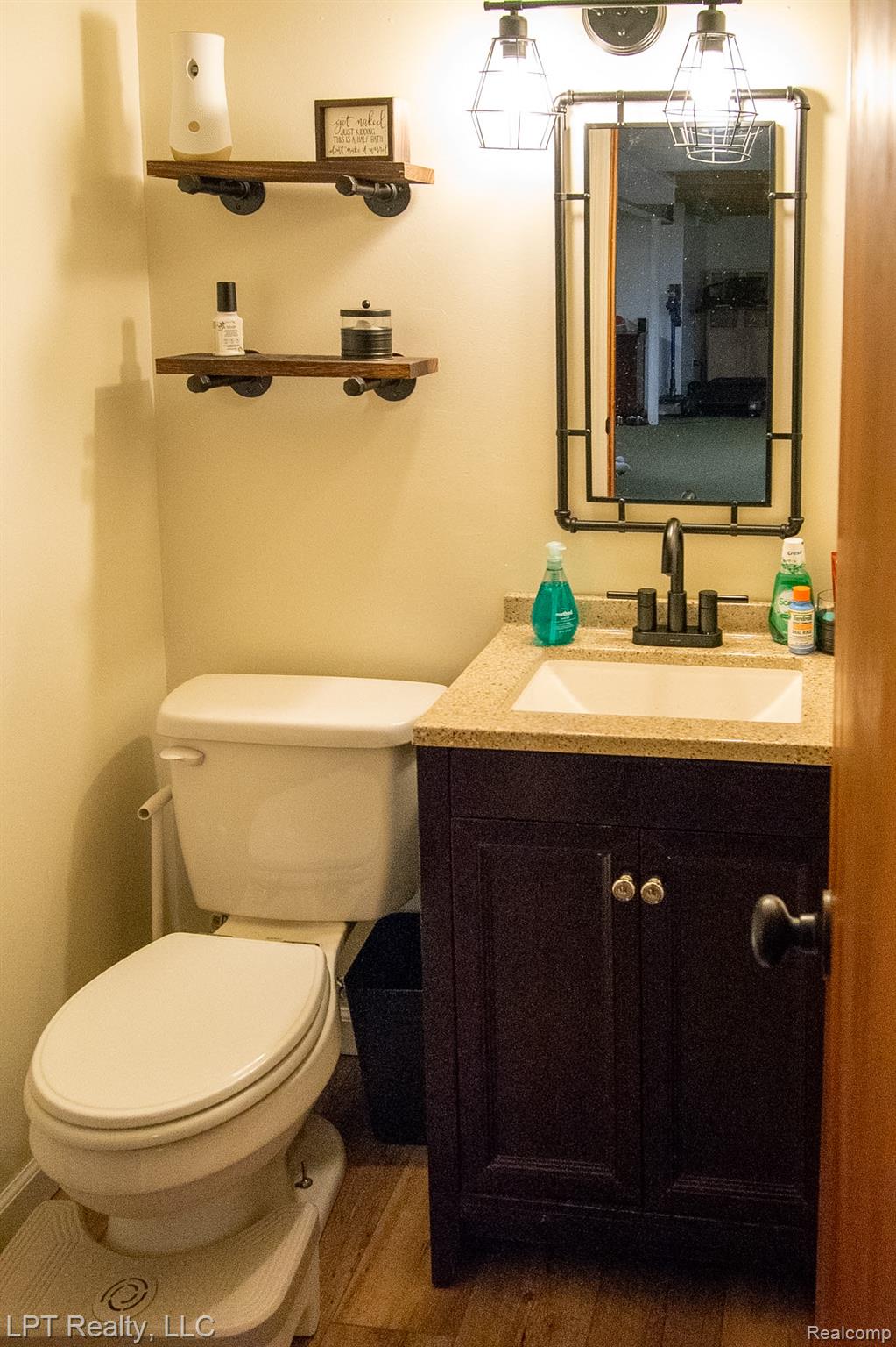 217 Nawakwa Road Rochester, MI 48307 - Photo 28 of 29 Half bathroom featuring vanity and light wood-style flooring in basement