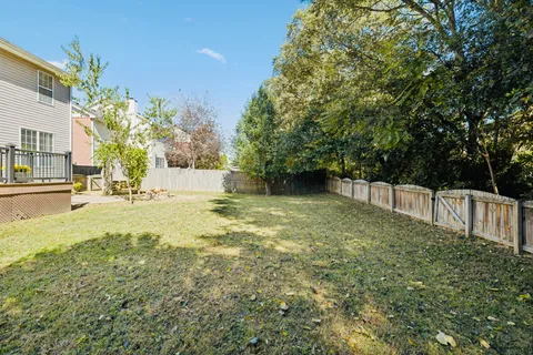 an outdoor space with furniture