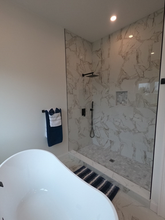 86 Berry Corner Road Charlton, MA 01507 - Photo 35 of 41 a bathroom with a granite countertop sink a toilet and shower