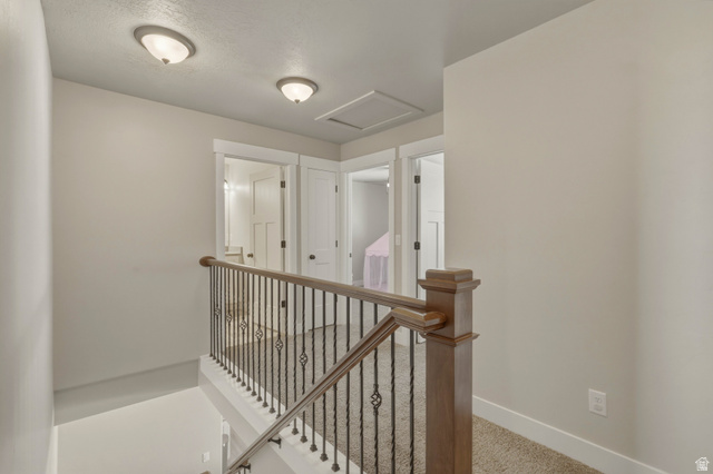 836 South 250 West Vernal, UT 84078 - Photo 40 of 56 Hallway with an upstairs landing and carpet flooring