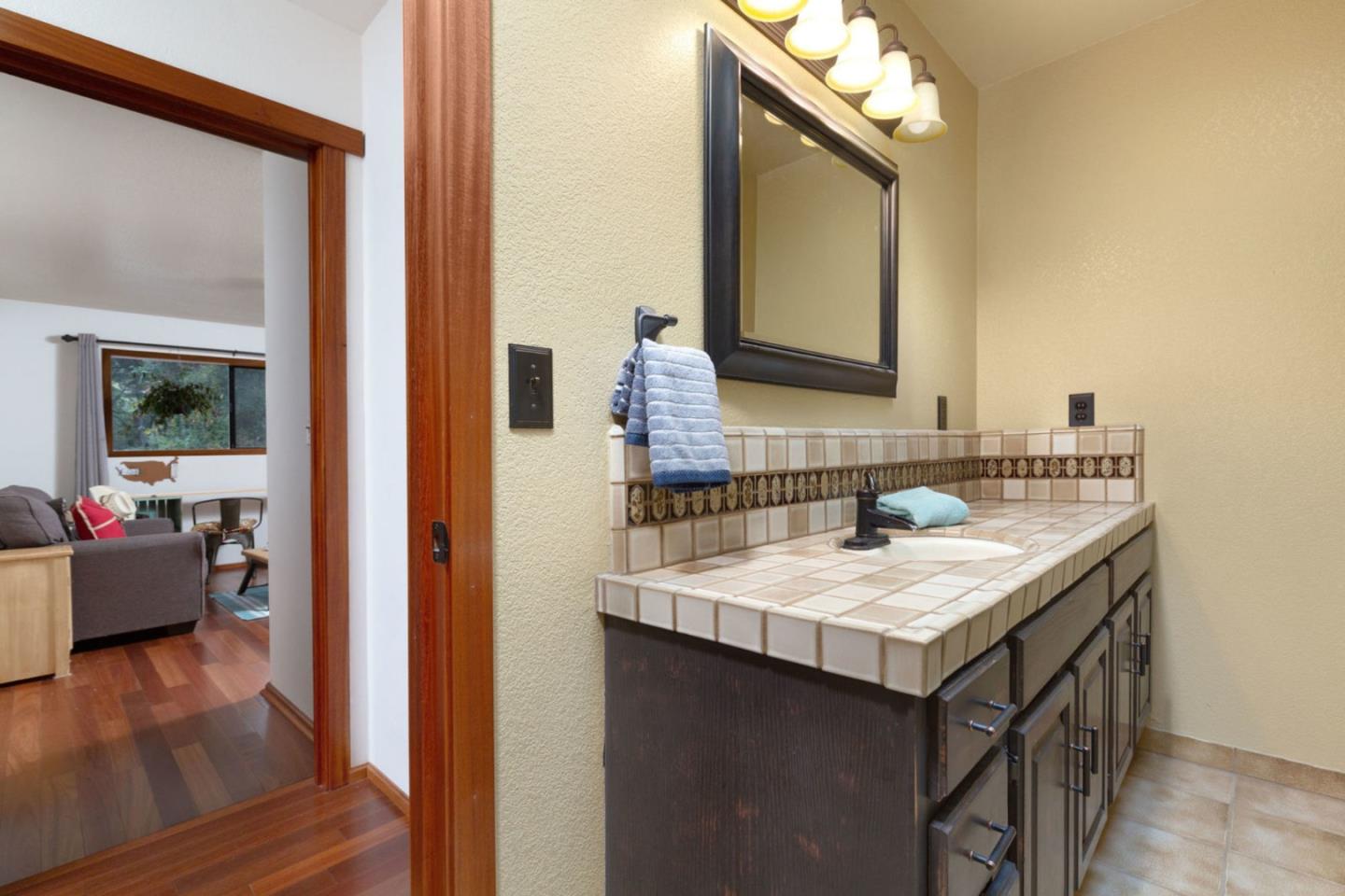 2060 Sparrow Valley Road Aptos, CA 95003 - Photo 29 of 45 a bathroom with a sink and a mirror