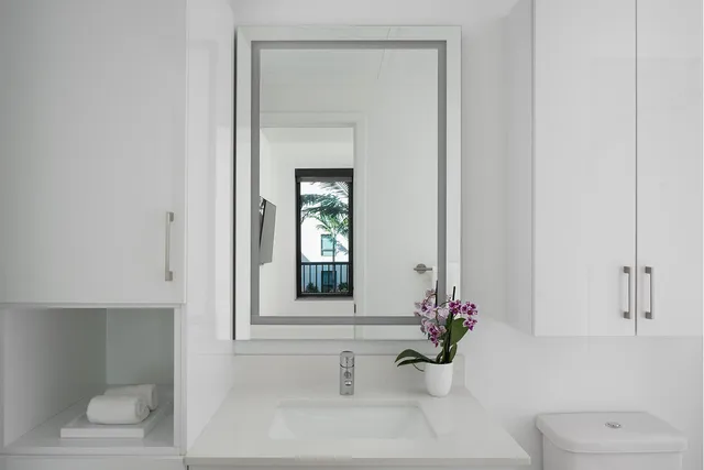 a bathroom with a toilet a sink and mirror